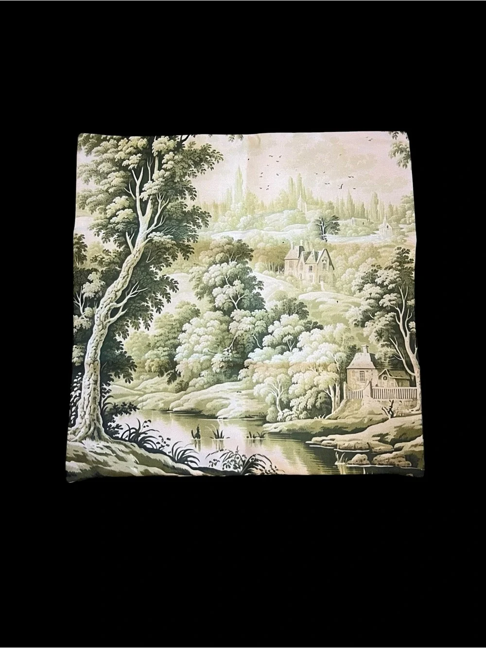 NEW French Country Green Toile Pillow Cover Manual Woodworkers & Weavers